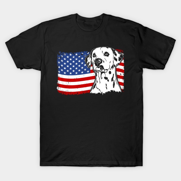 Proud Dalmatian American Flag patriotic dog T-Shirt by wilsigns